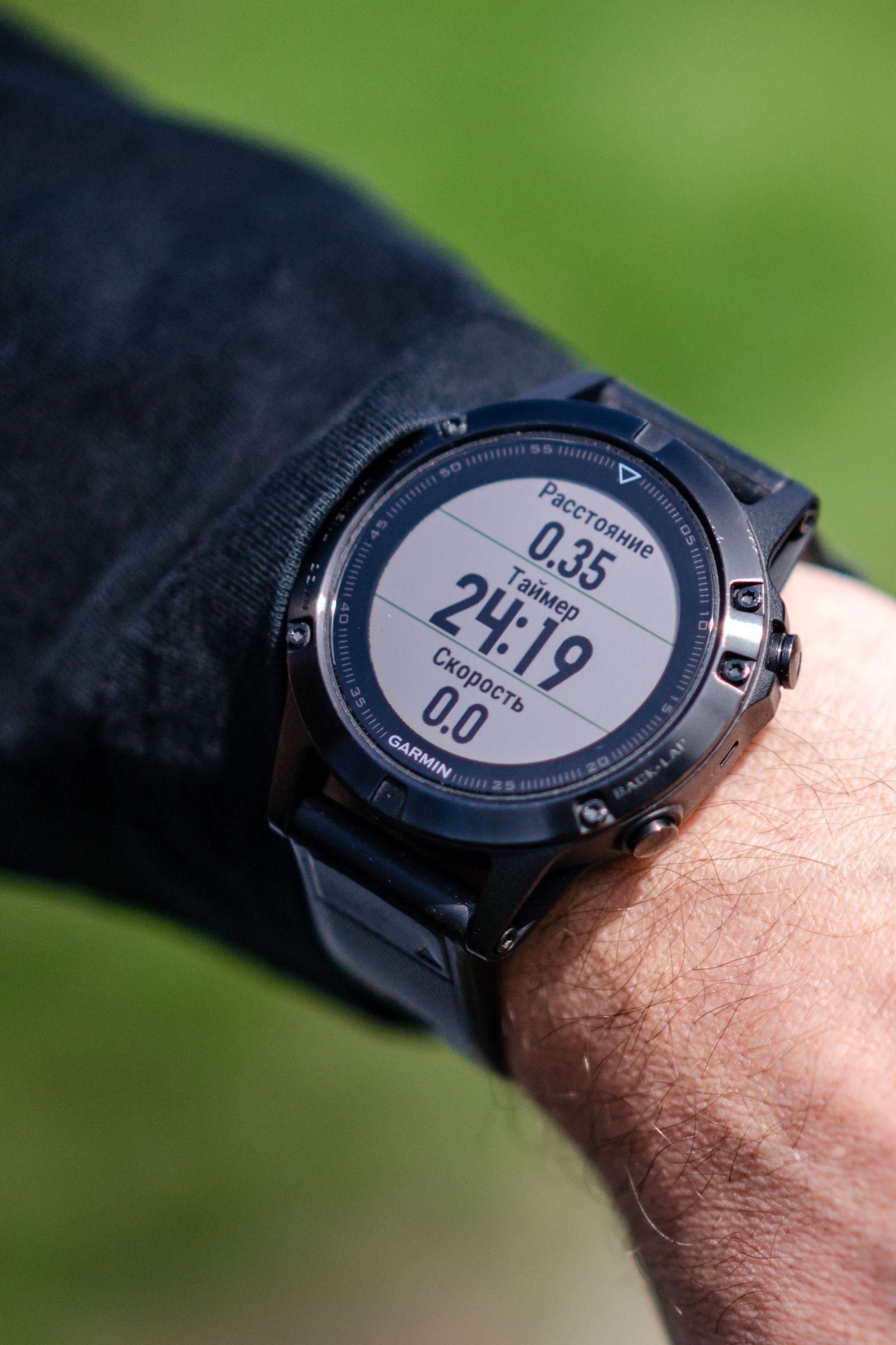 Sports watch close-up for timing 3-minute intervals in the japanese walking method